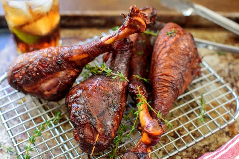 Recipe: Smoked Turkey Drumsticks with Bourbon