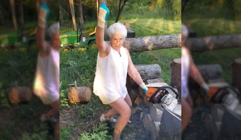 Video: Someone Gave Grandma A Chainsaw And She Got a Little Carried Away