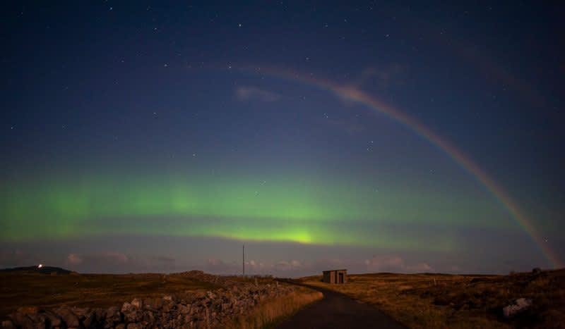 Photographer in Scotland Captures Incredibly Rare Double Moonbow Appearing Simultaneously With Aurora Borealis