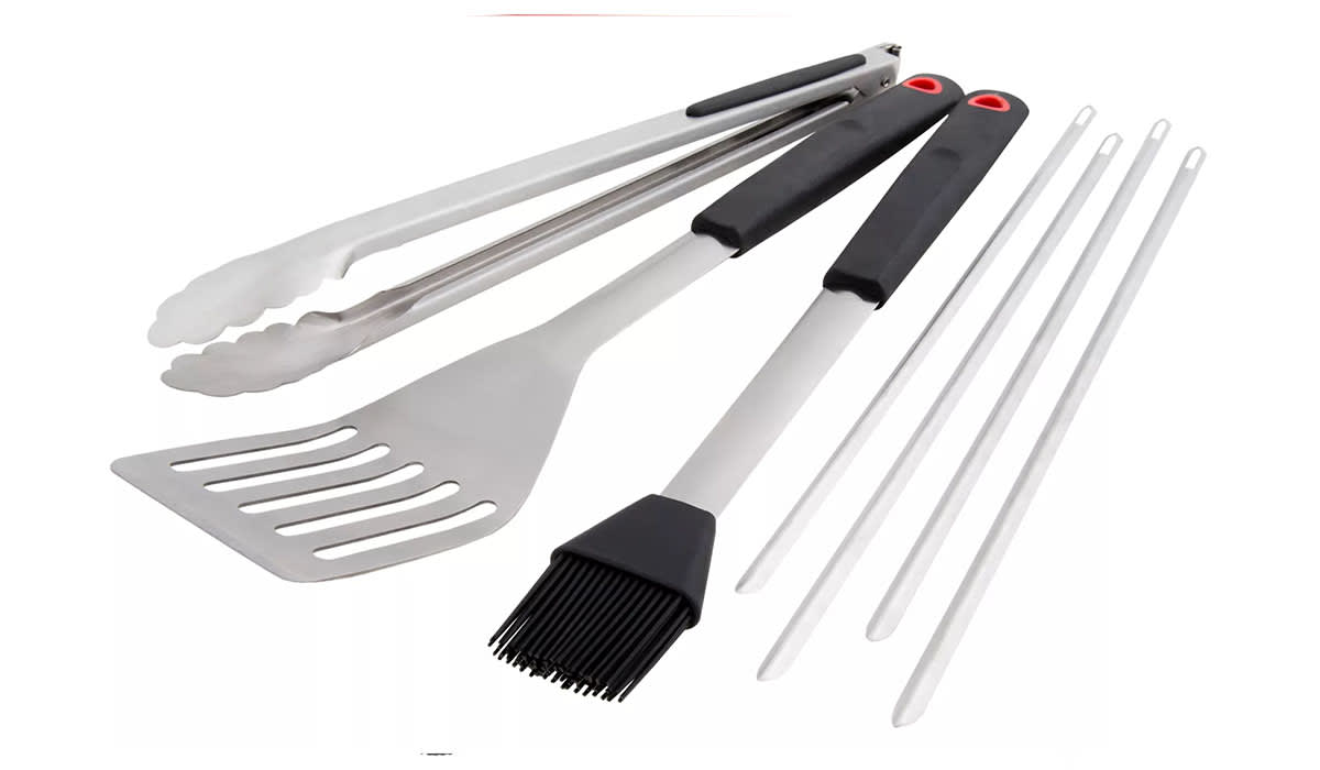 GrillPro 7-Piece Deluxe Soft Grip Stainless Steel Grill Tool Set