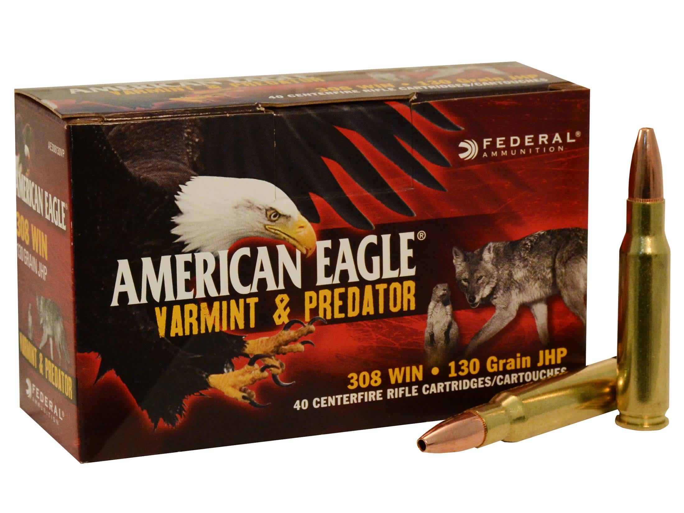 Federal American Eagle Varmint & Predator 308 Winchester 130-grain JHP