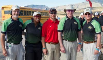The NSSF Team, left to right: Bill Brassard, Tisma Juett, USA Shooting 3-time Olympian Matt Emmons (just photo-bombing here), Randy Clark and Steve Sanetti