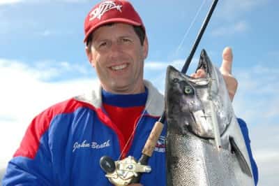 John Beath with a salmon.