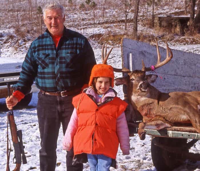 Joseph “Terry” Durkin and Leah Durkin pose with a buck he shot on his farm in Richland County, Wisconsin, in November 1991.