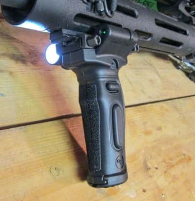 Whichever rifle the author chooses, he'll be mounting this Crimson Trace MVF-515 vertical foregrip to it.