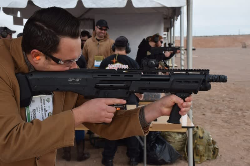 Colin Anthony shoots the DP-12. Image by Matt Korovesis.