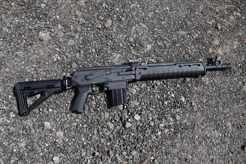 The GrendAK features DA's signature AR-style magwell and a collapsible stock.