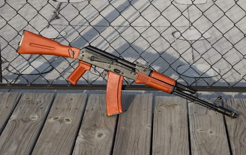 The author's SLR-104 FR rifle with custom-dyed furniture. This excellent 5.45x39mm rifle was purchased for around $1,000.