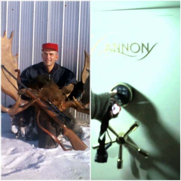 Hal Shockey and a picture of the family safe.