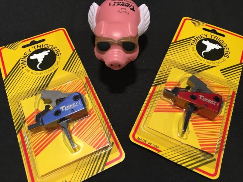 Timney two-stage triggers and a flying pig.