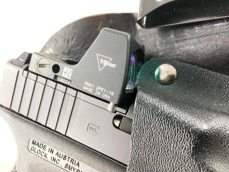 The Glock 19 MOS with Trijicon RMR rides perfectly in this CrossBreed SuperTuck Deluxe holster.