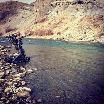 Fly fishing from an Action Track Chair.