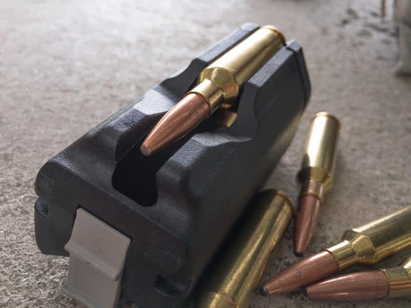 The removable magazine is flush with the stock but still fits five rounds of 6.5 Creedmoor.