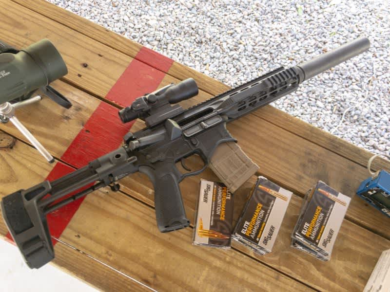 I tested out some of the new Sig Sauer 300 Blackout ammo with an Aero Precision 7.5-inch barrel upper receiver mounted on a Springfield Armory SAINT Edge pistol lower.