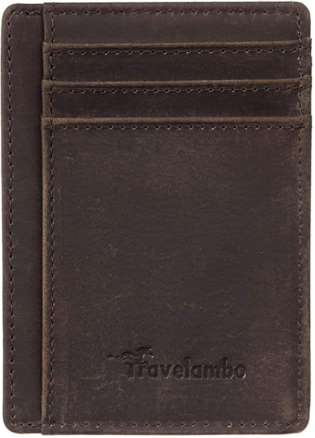 Travelambo Front Pocket Minimalist Leather Slim Wallet